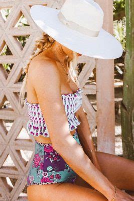 Smocked High Waisted Bikini With Printed Design From Hualong