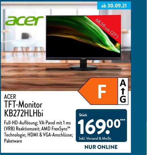 Acer TFT-Monitor KB272HLHbi Angebot bei ALDI Nord - 1Prospekte.de