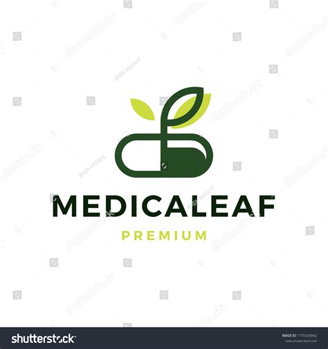 Herbal Capsule Pill Leaf Medicine Logo Vector Royalty Free Stock