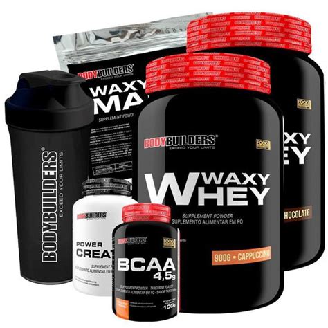 Kit 2x Waxy Whey 900g Bcaa 100g Power Creatine 100g Waxy Maize