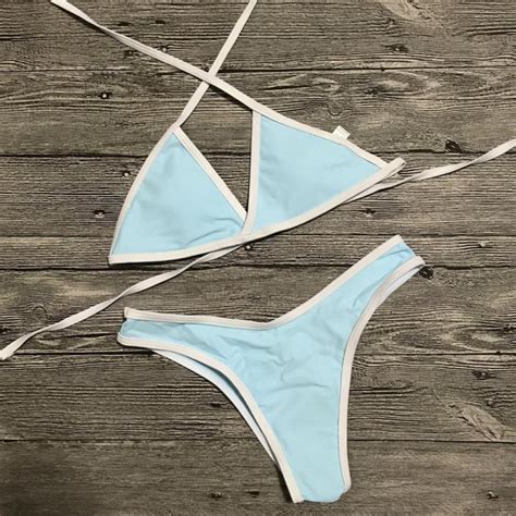 Simple Olive Green Triangle Bikini Set Wetsuitsbuy