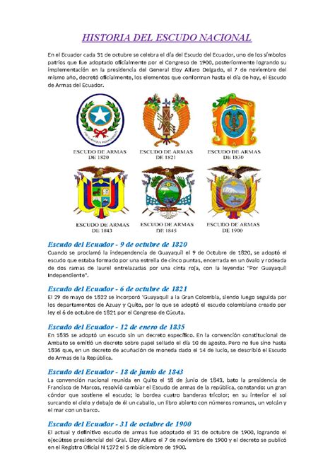 Historia del Escudo Nacional del Ecuador: Evolución y Simbolismo - Studocu