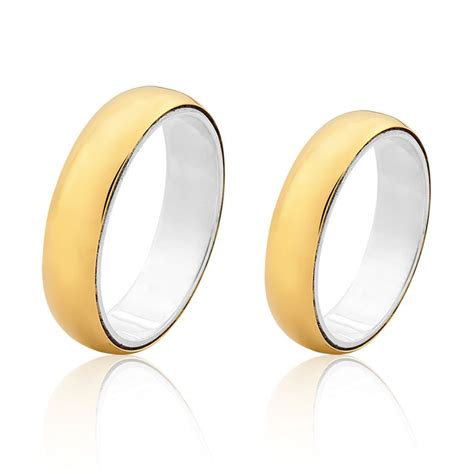 Aliança Com Ouro E Prata - Aliança De Prata 0,950 Revestida Com Ouro 18k - FA-AGR-03 | Fábrica das ...