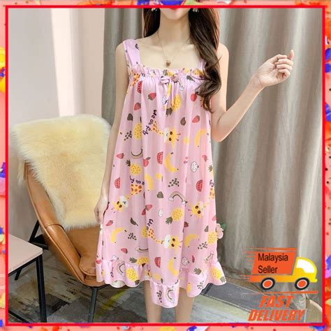 Plus Size Satin Ice Silk Nightdress Sleepwear Tcwk Lingerie Design Baju Tidur Seksi Malam