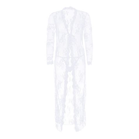 Sheer Lace Long Sleepwear Robe Sexy Transparent Lingerie Nightwear Ebay