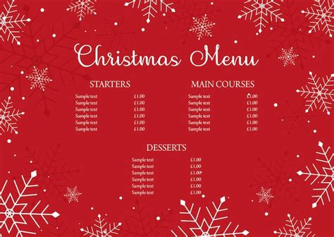 Free Vector Christmas Menu Design With Snowflake Border