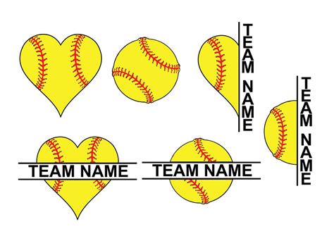 Softball Monogram Svg Split Softball Svg Split Softball Heart