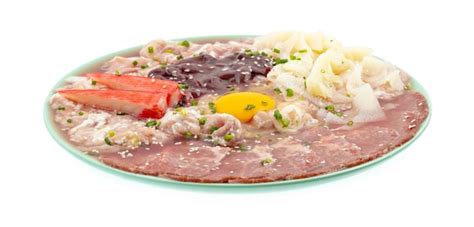 Premium Photo Set Of Meat Beef And Pork Slice Isolated On White Background Shabu Hot Pot