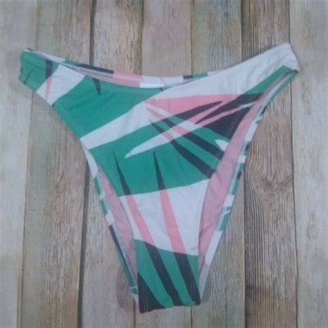 Swim The Bikini Lab Sonic Boom Palm Print Bikini Bottom Small Pink Tropical Beach Poshmark