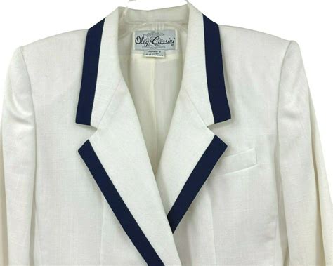 Vintage 80s Double Breasted Nautical White Blazer By Oleg Cassini Shop Thrilling