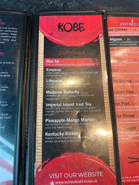 Menu At Kobe Japanese Steakhouse Lawrence