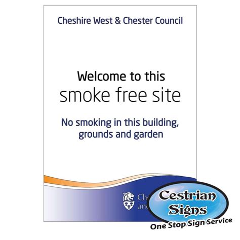 Smoke Free Zone Sign Cestrian Signs