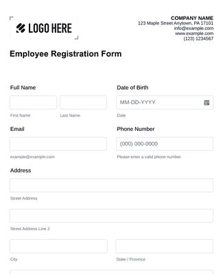 Employee Registration Form Template | Jotform