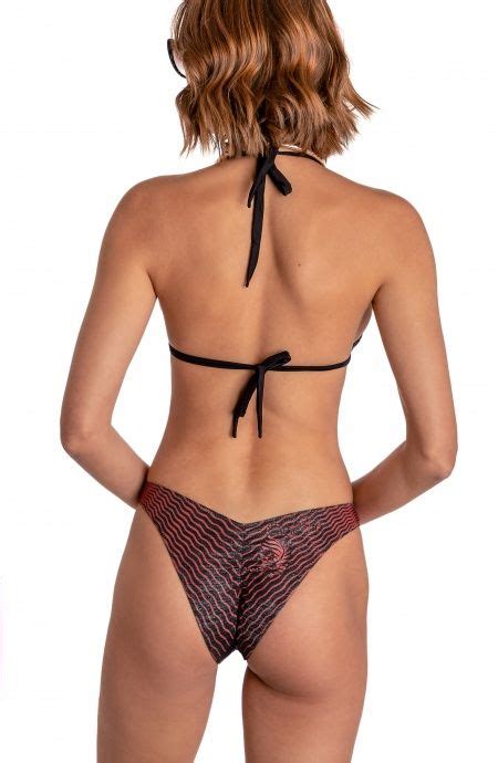 BIKINI TRIANGOLO IMBOTTITO LUREX STAMPA TIGER SUN Taglia XS Colore Marrone Slip Sgambato