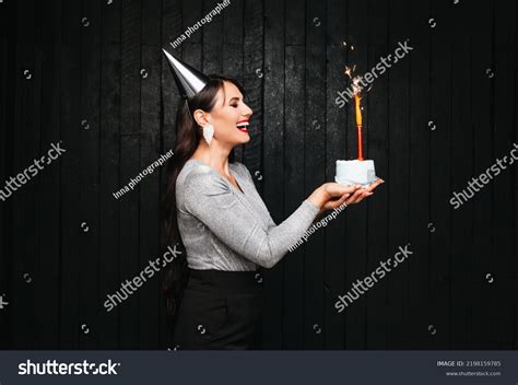 Happy Birthday Sexy Brunette Posing Balloons Stock Photo Shutterstock