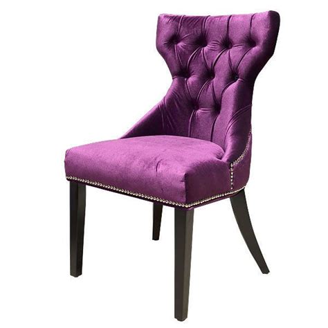 Purple Velvet Chair Tufted Back Hardwood Frame Silver Tac Accent Or