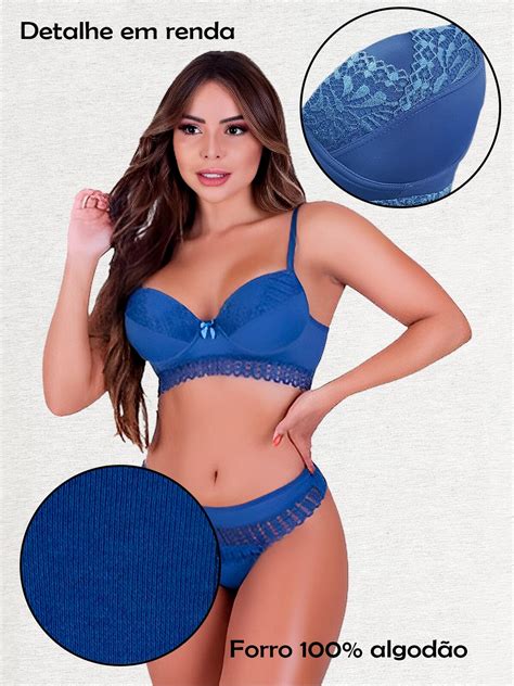 Comprar Conjunto Lingerie Samantha Suti Bojo E Calcinha Fio Dental Duplo Em Microfibra