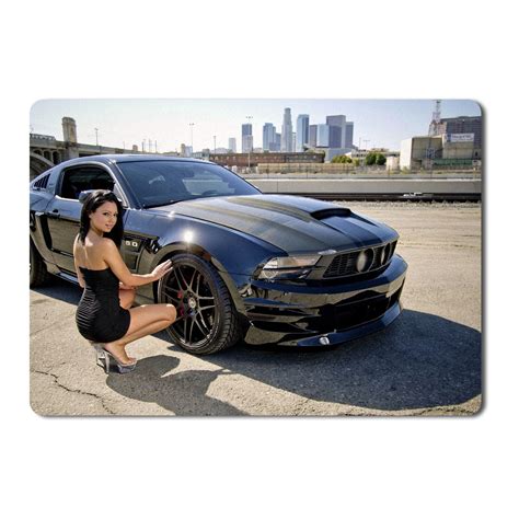 Mouse Pad Brunette With A Ford Mustang 21 5 X 27 X 0 3cm EMAG Ro