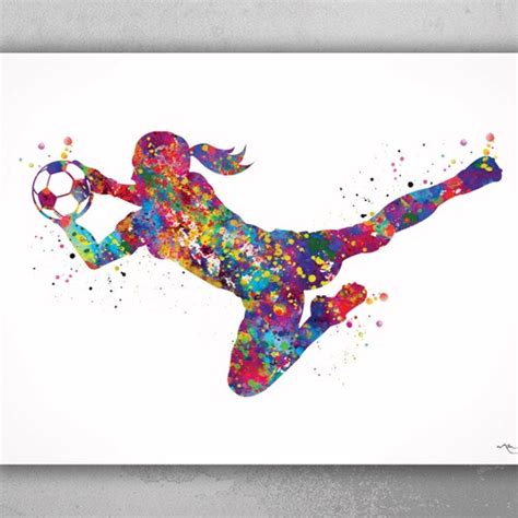Soccer Goalie Watercolor Print Goalkeeper Girl Female Football Etsy