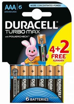 6 x bateria alkaliczna Duracell Duralock Turbo Max LR03 AAA (blister ...