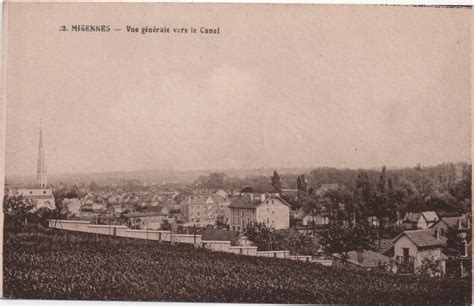 Migennes Vue générale depuis le canal Carte postale ancienne et vue