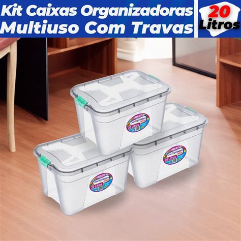 Kit C Caixas Transparente Organizadoras Litros Uninjet Multiuso