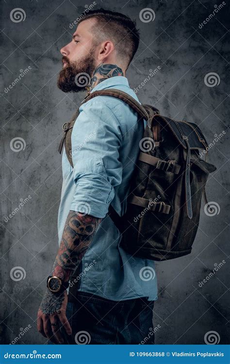 Bearded Tattooed Man in the Studio Stock Photo - Image of leisure ...