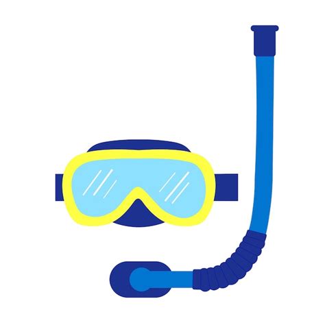 Premium Vector Blue And Yellow Mask And Snorkel Flat Illustration