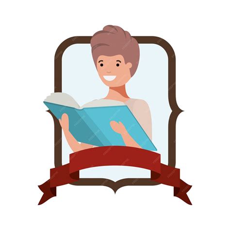 Рамка с учеником и книгой для чтения | Бесплатно векторы