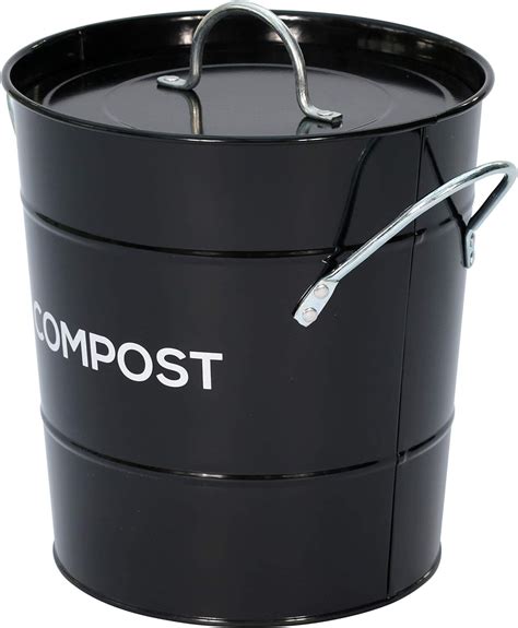 Black Metal Kitchen Compost Caddy Composting Bin For Food Waste