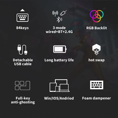 Rk Royal Kludge Tri Mode Hot Swappable Rgb Backlit Bluetooth G Mechanical Keyboard