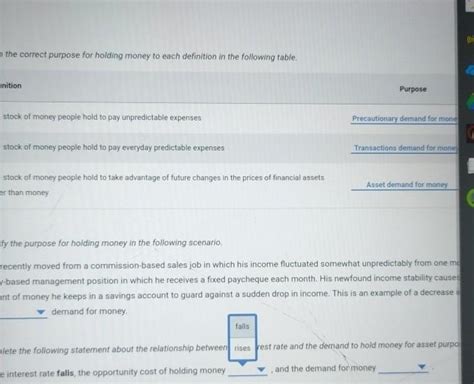 solved  correct purpose  holding money   cheggcom