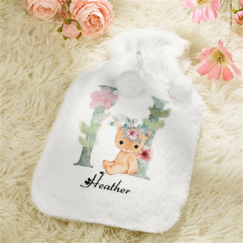 Personalized Hot Water Bottle Bag With Cute Cover For Kid Bed Warmer Period Cramp Heating Pad