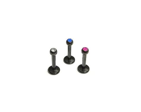 Black Steel Labrets w/ Gem - Labrets - Piercing Jewelry - Worldwide ...