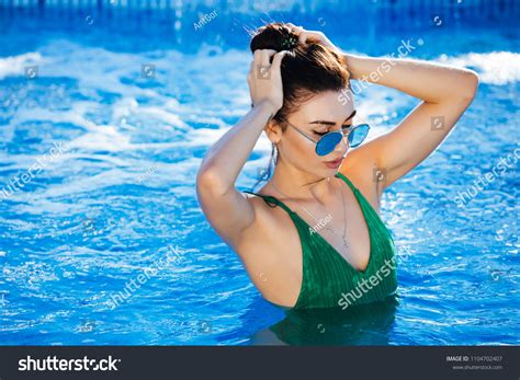Sexy Woman Bikini Portrait Swimming Pool Stock Photo 1104702407 Shutterstock