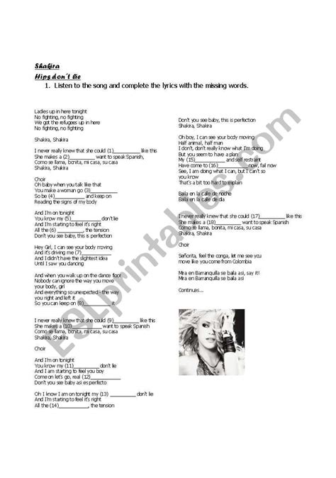 Shakira Hips Dont Lie Lyrics