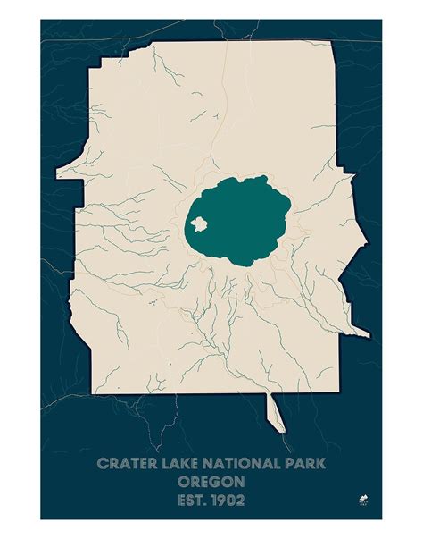 Crater Lake National Park Poster National Park Map Muir Way