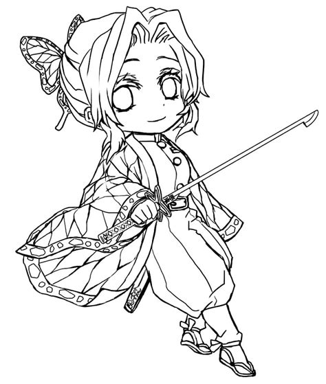 Cute Shinobu Kochou Coloring Page Free Printable Coloring Pages