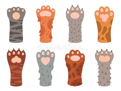 Kitty Paws Cartoon Cute Cats Fluffy Paws Fluffy Domestic Animals Feet