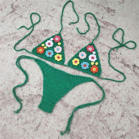 Hand Crocheted Bikini Set Women Hot Sexy Swimwear