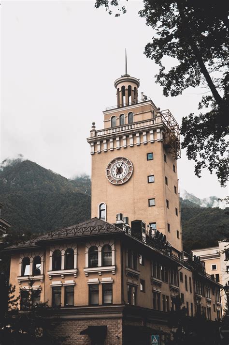 Clock Tower At Rosa Khutor Russia 1223888 Stock Photo At Vecteezy