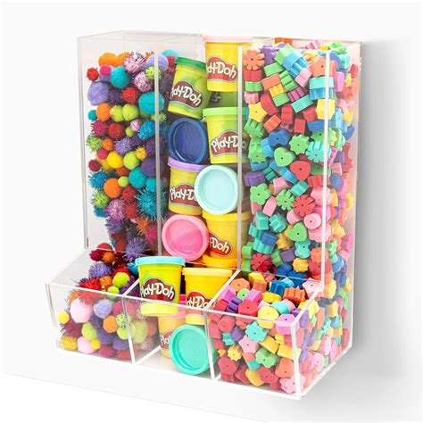 Acrylic Triple Divided Wall Toy Dispenser Hanging Organizer And Storage