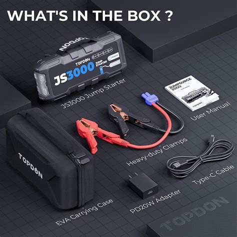 TOPDON JS3000 Auto KFZ Starthilfe Jump Starter 24000mAh 3000A Booster