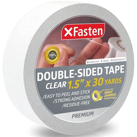 Xfasten Double Sided Tape Clear Removable Inch By Yards