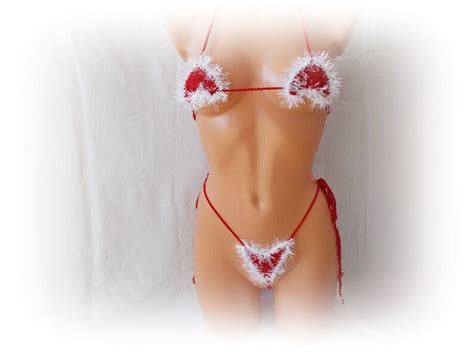 Christmas Thong Bikini Set Crochet Women Sexy Crochet Erotic Etsy