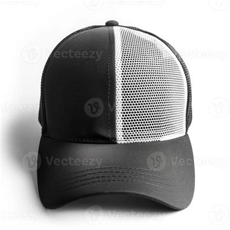 Ai Generated Trendy Black And White Mesh Trucker Hat Isolated On White