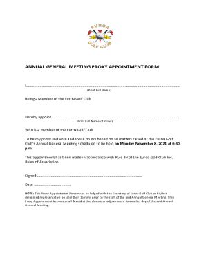 Fillable Online AGM PROXY APPOINTMENT FORM Docx Fax Email Print PdfFiller