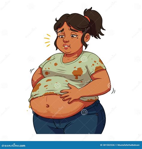Bloated Stomach Cartoon Character. Digestive Problem Mascot Vector