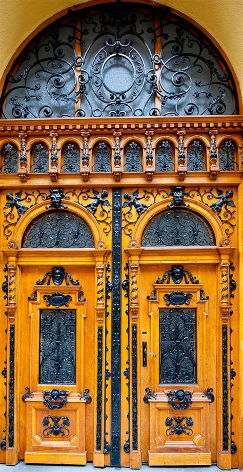 Beautiful ornate Eastern European double doors in Budapest, Hungary ...