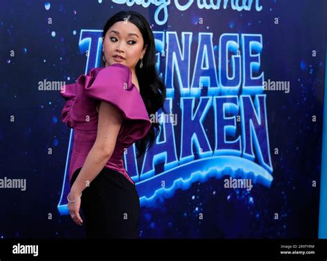 Lana Condor poses at the premiere of the film Ruby Gillman, Teenage 